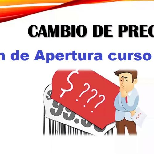 Cambio de precios en Plan de Apertura
