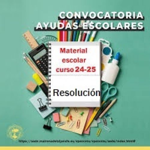 RESOLUCIÓN DEFINITIVA AYUDA ESCOLAR 2024/2025. DIFUSIÓN CENTROS EDUCATIVOS