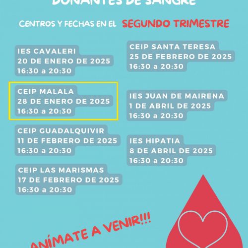 Donación de sangre en el CEIP Malala 28 enero